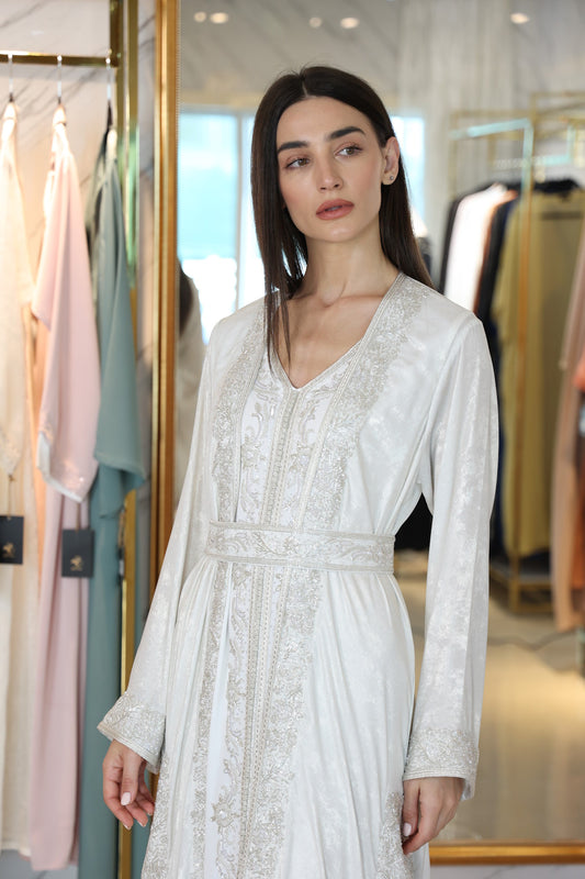 MOROCCAN DRESS 2PC WHITE