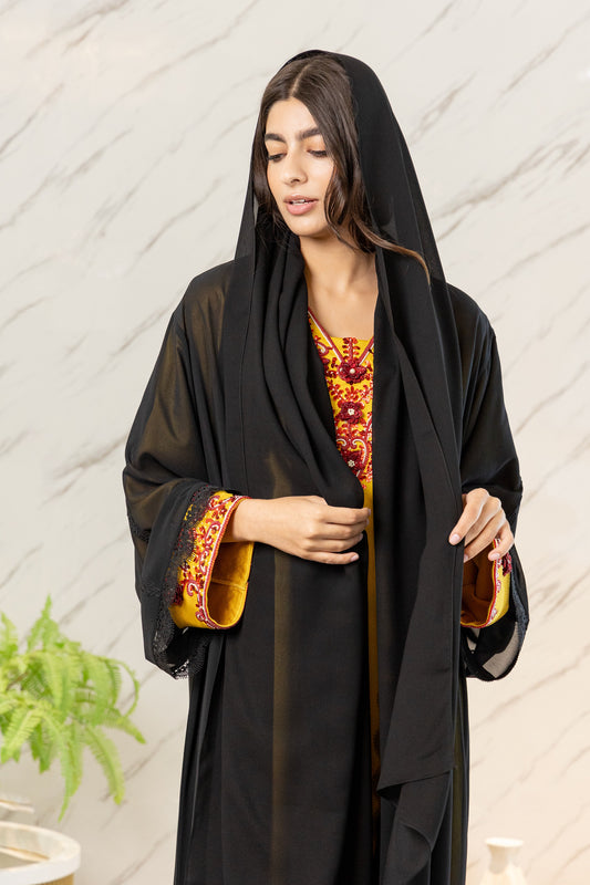 BLACK CHIFFON ABAYA