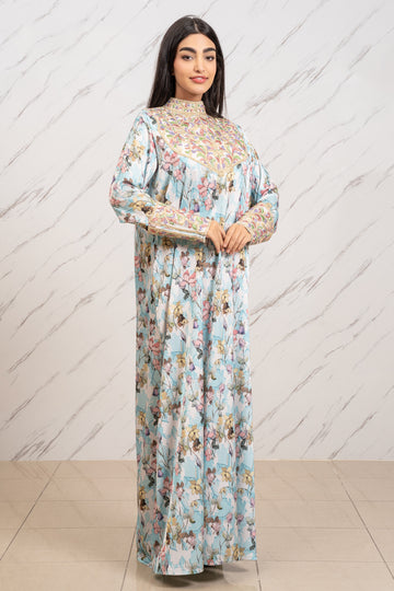 HIGH-NECK EMBROIDERED SILK ARMANI DRESS