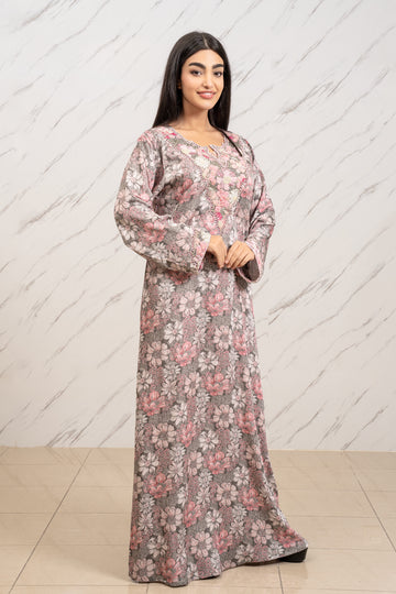 SOFT PINK FLORAL MARKHOR DRESS