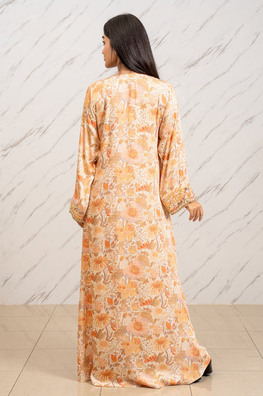 WARM PEACH HANDMADE ARABIC TABEH DRESS