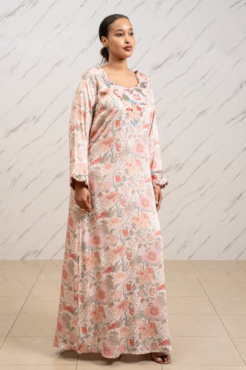 BLUSH PINK HANDMADE ARABIC TABEH DRESS