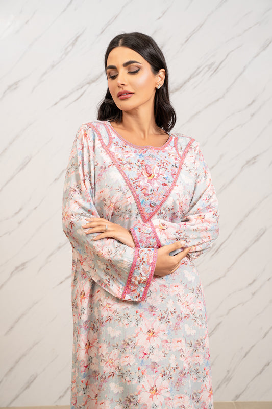 SOFT PINK HANDMADE ARABIC TABEH DRESS