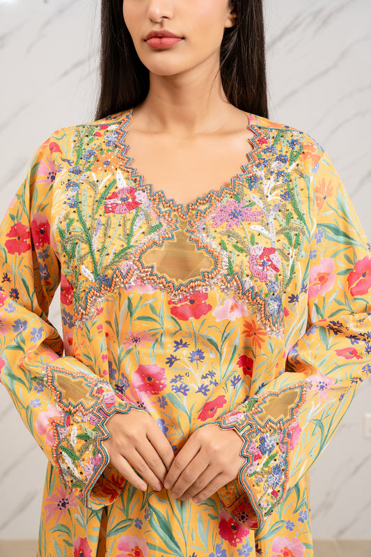 SOFT YELLOW HANDMADE SWISS COTTON DRESS