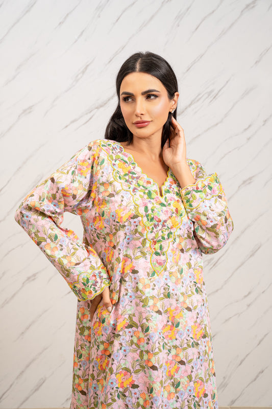 SOFT GARDEN SWISS COTTON ARABIC TABEH DRESS