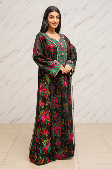MIDNIGHT FLORAL TULLE & 3D FLORAL DRESS