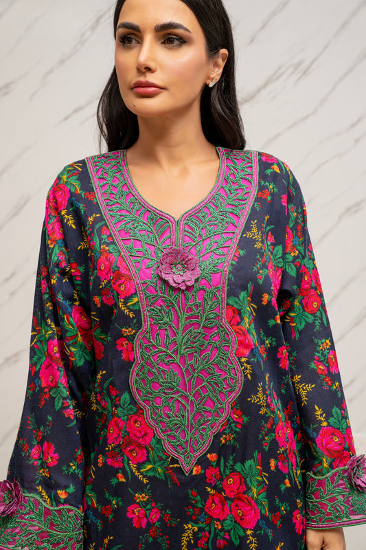 SIGNATURE FLORAL MUKHAWAR & 3D FLOWER DRESS