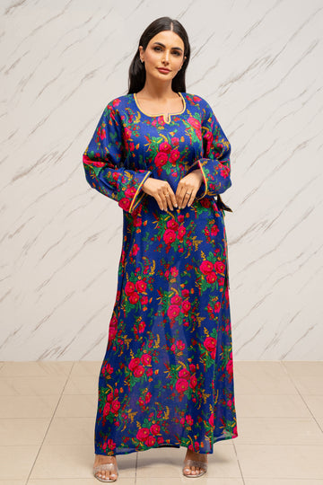 ROYAL BLUE MUKHAWAR DRESS WITH SIDE BOW