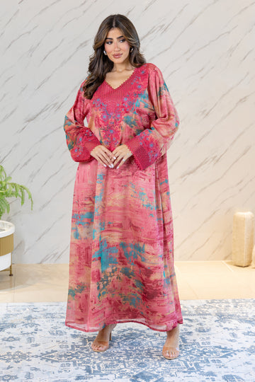 PINK EMBROIDERY JALABIYA