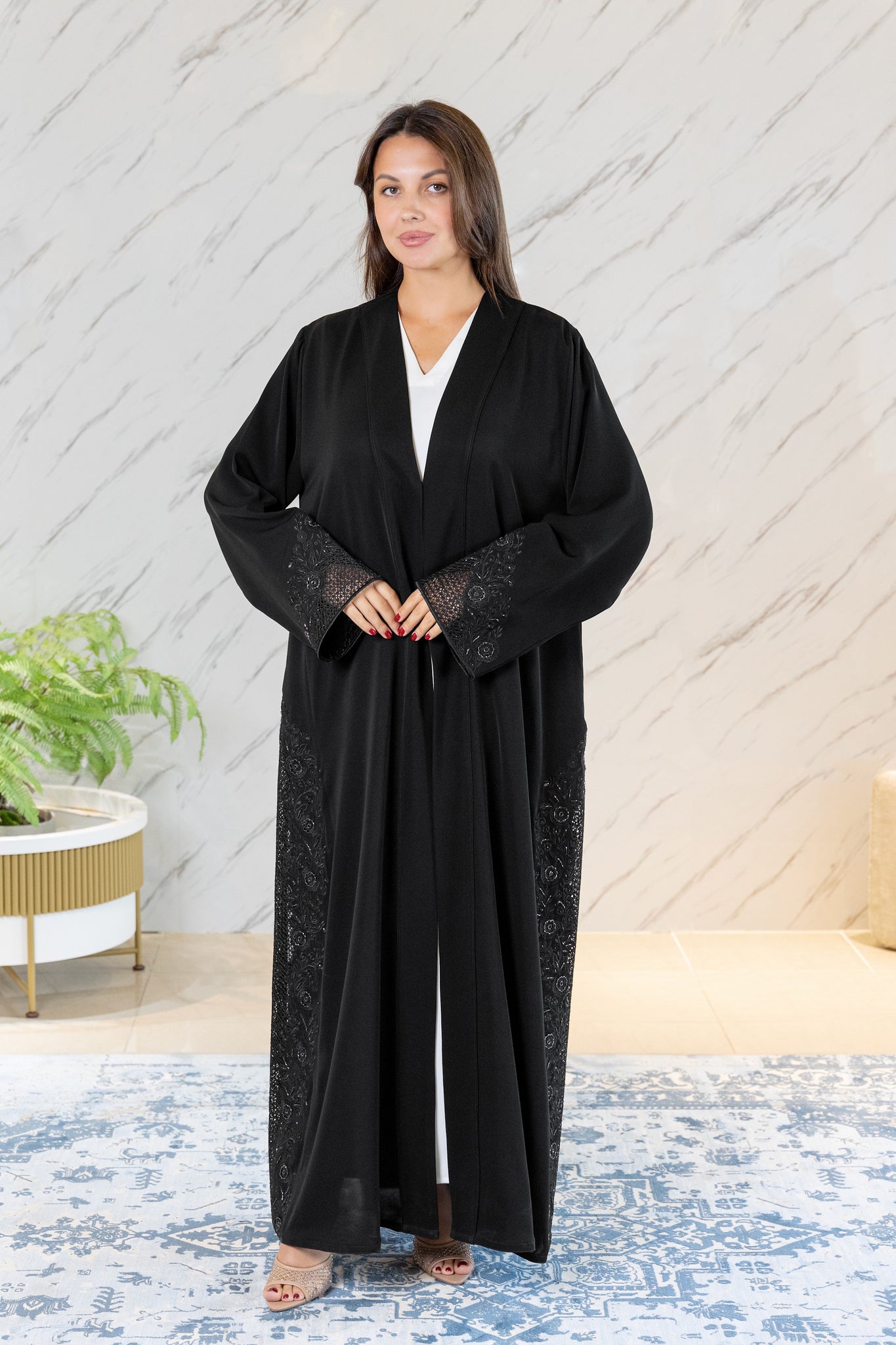 BLACK EMBROIDERY ABAYA 12