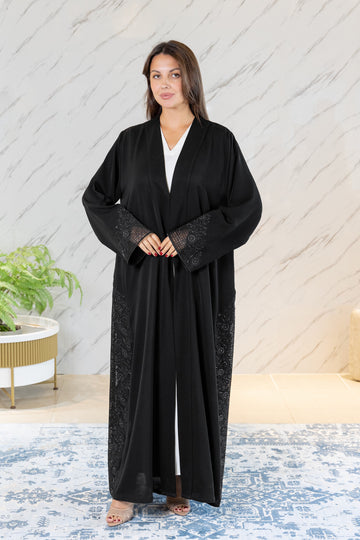 BLACK EMBROIDERY ABAYA 12
