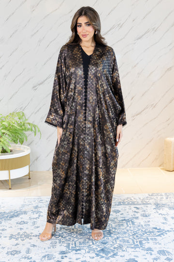 SHIMMERY BLACK & SANDY BEIGE ABAYA