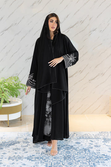CLASSIC BLACK EMBROIDERY ABAYA 11