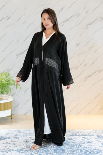 CLASSIC BLACK EMBROIDERY ABAYA 4