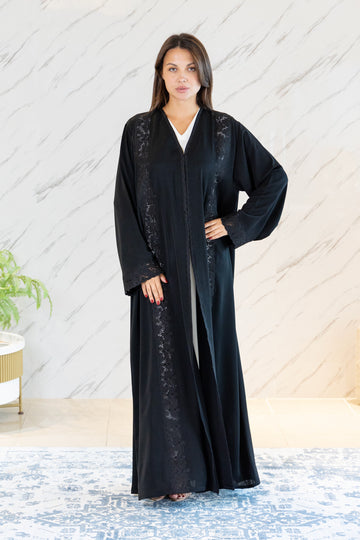 CLASSIC BLACK EMBROIDERY ABAYA